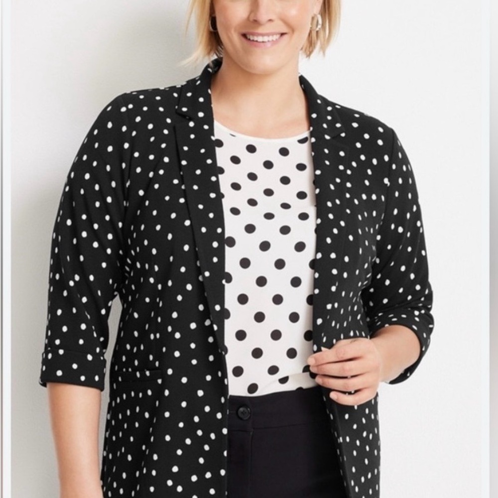 Maurices Black and White Polka Dot Blazer